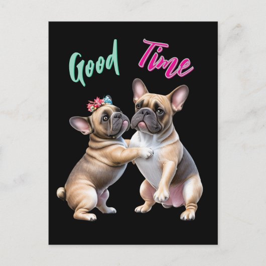 French Bulldog verliebt Valentinstag ポストカード (正面)