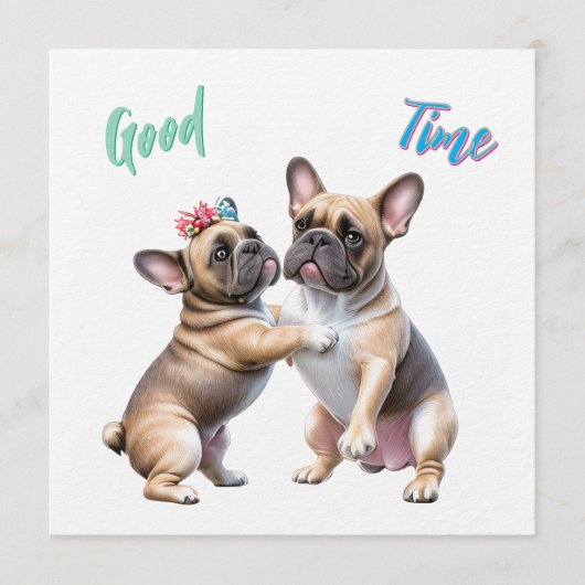 French Bulldog  verliebt Valentinstag  招待状 (正面)