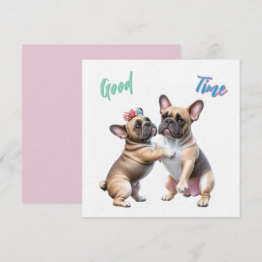 French Bulldog  verliebt Valentinstag  招待状 (正面/裏面)