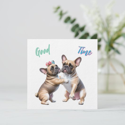 French Bulldog  verliebt Valentinstag  招待状 (スタンド正面)