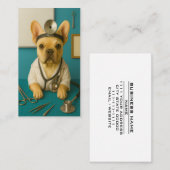 French Bulldog Vet Doctor Puppy Dog Business Card 名刺 (正面/裏面)