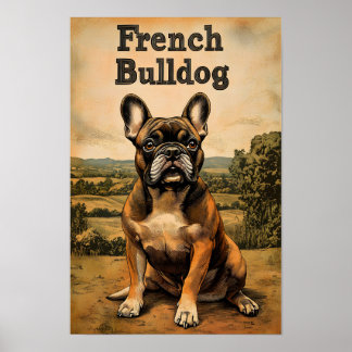 French Bulldog Vintage Art ポスター
