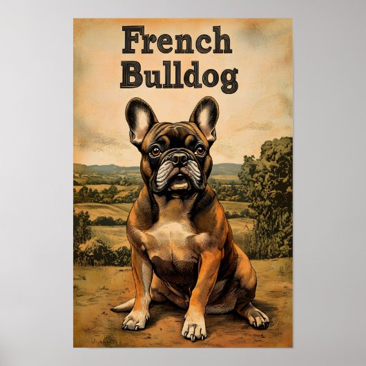 French Bulldog Vintage Art ポスター (正面)