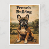 French Bulldog Vintage Art ポストカード (正面)