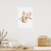 French Bulldog Watercolor Poster, Wall Art  ポスター (キッチン)