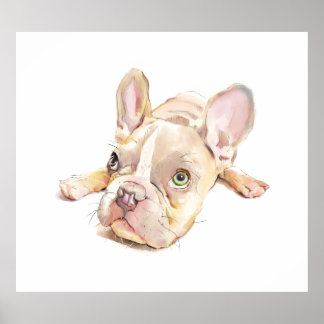 French Bulldog Watercolor Poster, Wall Art  ポスター