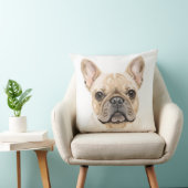 French Bulldog Watercolor Throw Pillow Neutral クッション (椅子)