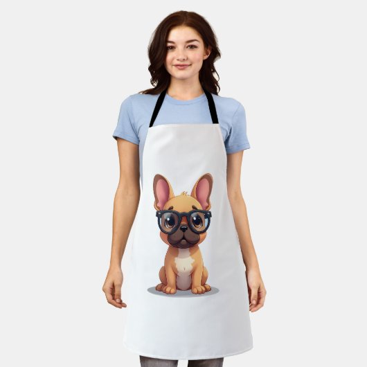 French Bulldog Wearing Glasses Copy エプロン (着用した状態)