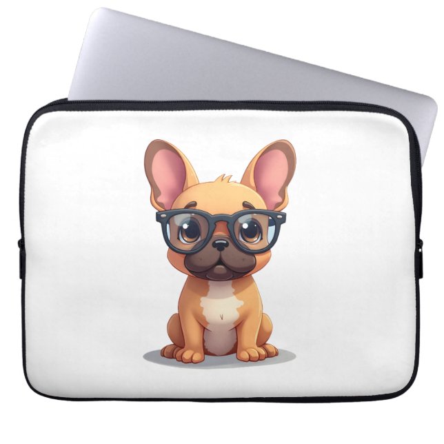 French Bulldog Wearing Glasses Copy ラップトップスリーブ (正面)