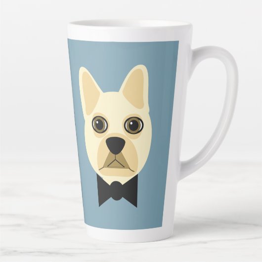 French Bulldog with bowtie blue カフェラテマグ (右)