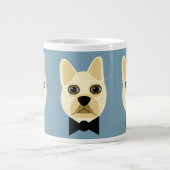 French Bulldog with bowtie blue ジャンボコーヒーマグカップ (正面)