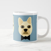 French Bulldog with bowtie blue ジャンボコーヒーマグカップ (右)