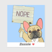 French Bulldog with Customizable 'Nope' Sign シール (シート)