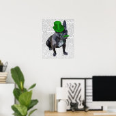French Bulldog With Green Top Hat and Moustache ポスター (ホームオフィス)