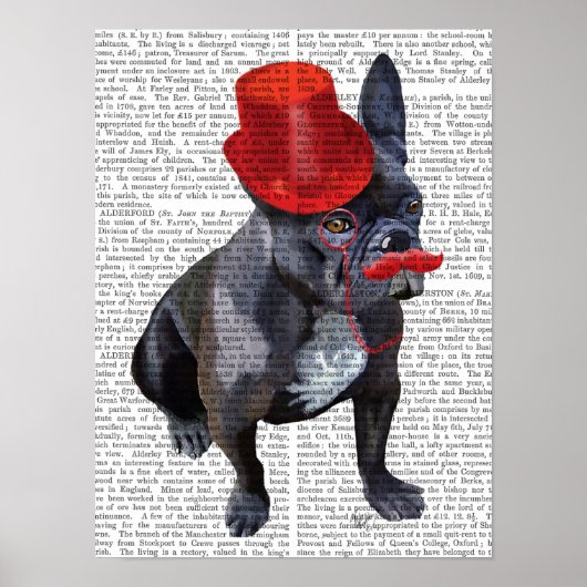 French Bulldog With Red Top Hat and Moustache ポスター (正面)