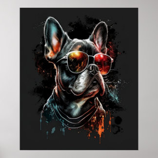 French Bulldog with Sunglasses  ポスター