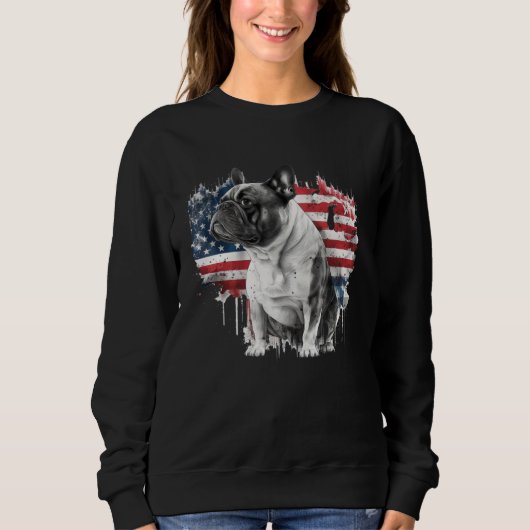 French Bulldog with the American Flag 1 スウェットシャツ (正面)