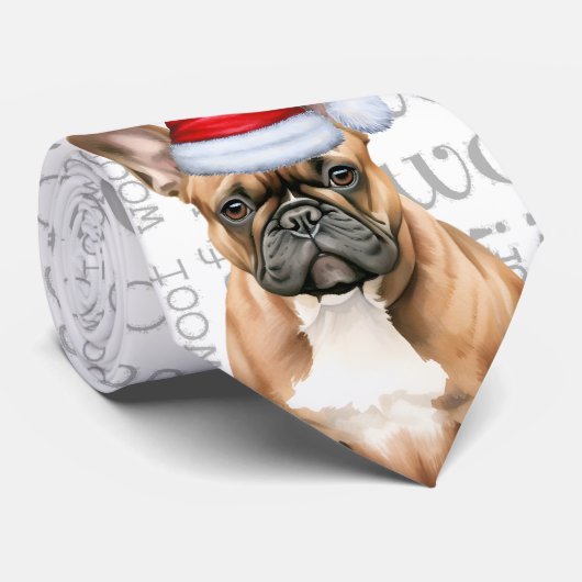 French Bulldog Woof Christmas Dog Lover ネクタイ (ロール)