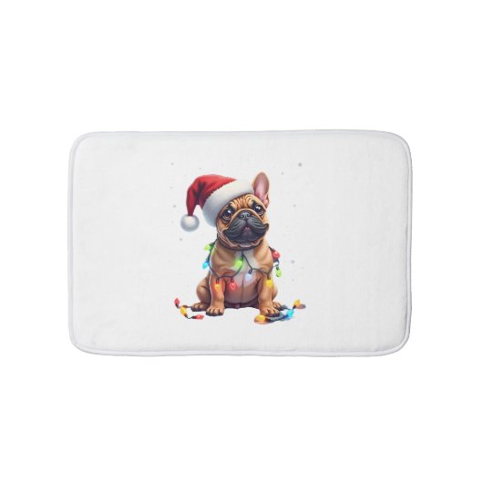 French Bulldog Xmas Lighting Santa French Bulldog  バスマット (正面)