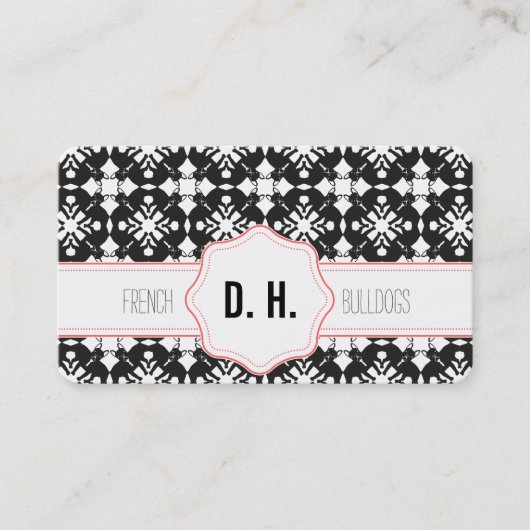 French Bulldogs Black and Pink 名刺 (正面)