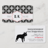 French Bulldogs Black and Pink 名刺 (正面/裏面)