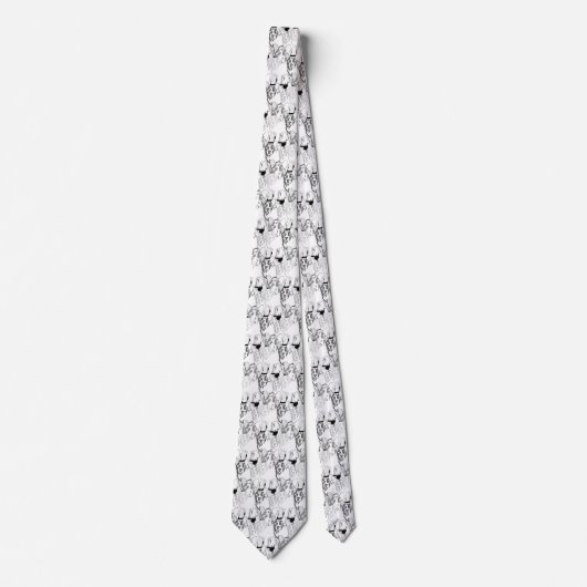 French Bulldogs black grey white ネクタイ (正面)