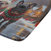 French Bulldogs Christmas Snow Holiday カッティングボード (角)