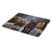 French Bulldogs Christmas Snow Holiday カッティングボード (角)