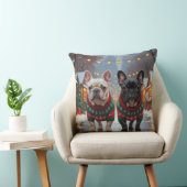 French Bulldogs Christmas Snow Holiday クッション (椅子)
