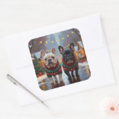 French Bulldogs Christmas Snow Holiday スクエアシール (封筒)