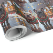 French Bulldogs Christmas Snow Holiday ラッピングペーパー (ロールコーナー)