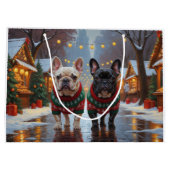 French Bulldogs Christmas Snow Holiday ラージペーパーバッグ (裏面)