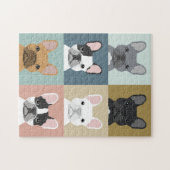 French Bulldogs Dog Portrait ジグソーパズル (横)
