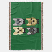 French Bulldogs Green スローブランケット (正面縦)