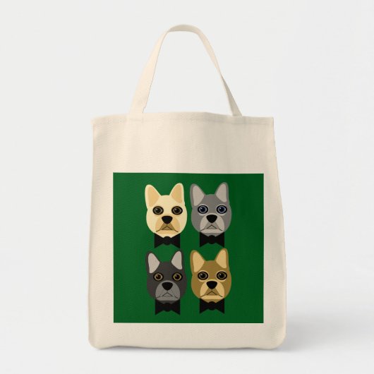French Bulldogs Green トートバッグ (正面)
