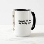 French Bulldogs Tug-of-War Christmas Mug Cup マグカップ (正面右)