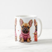 French Bulldogs Valentine's Day コーヒーマグカップ (正面右)