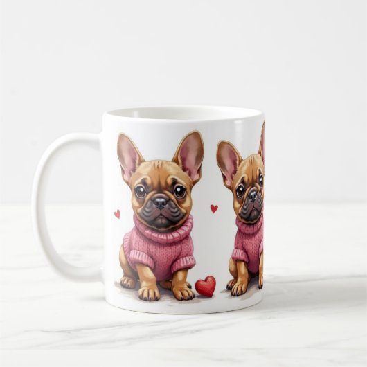 French Bulldogs Valentine's Day コーヒーマグカップ (左)