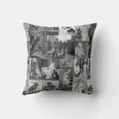 French Bulldogs with Dog Walker Throw Pillow クッション (裏面)