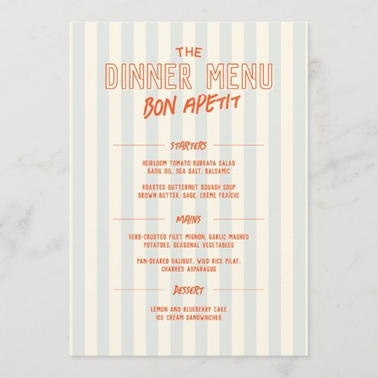 French Cafe Dinner Wedding Menu Template プログラム (正面)
