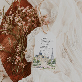 French Café Merci Beaucoup Parisian Watercolor ギフトタグ