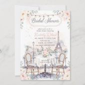 French Cafe Paris Theme Eiffel Tower Bridal Shower 招待状 (正面)