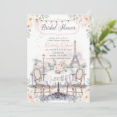 French Cafe Paris Theme Eiffel Tower Bridal Shower 招待状 (スタンド正面)