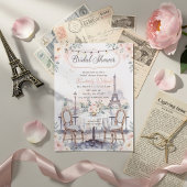 French Cafe Paris Theme Eiffel Tower Bridal Shower 招待状