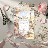 French Cafe Paris Theme Eiffel Tower Bridal Shower 招待状