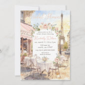 French Cafe Paris Theme Eiffel Tower Bridal Shower 招待状 (正面)