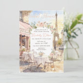 French Cafe Paris Theme Eiffel Tower Bridal Shower 招待状 (スタンド正面)
