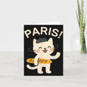 French Cat With Baguette Cute Cat Paris Funny Anim カード (正面)