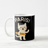 French Cat With Baguette Cute Cat Paris Funny Anim コーヒーマグカップ (左)