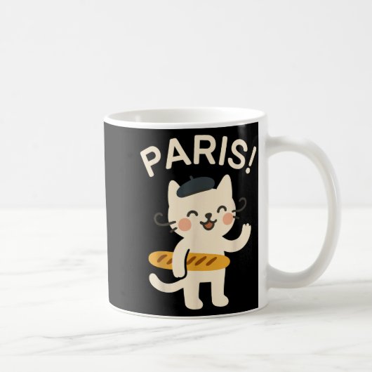 French Cat With Baguette Cute Cat Paris Funny Anim コーヒーマグカップ (右)